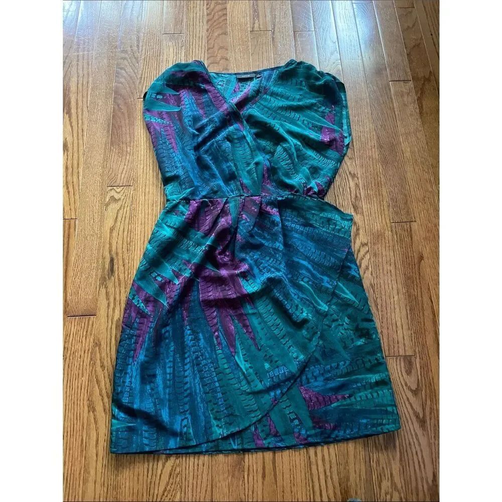 Apt. 9 Dark Green Purple Print Dress Women’s Sz Small